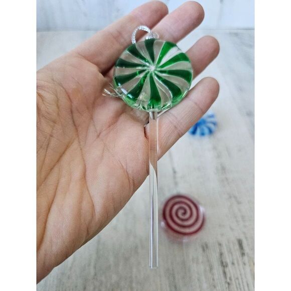 Lollipop sucker candy ornament blue red green vintage lot Xmas tree - Picture 2 of 8